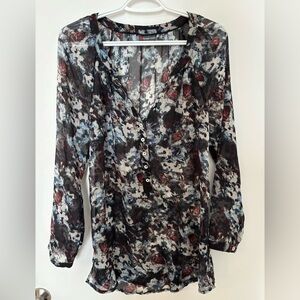 German brand Street One Sheer Floral Print Blouse size Large